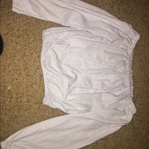 Blue and white off the shoulders shirt